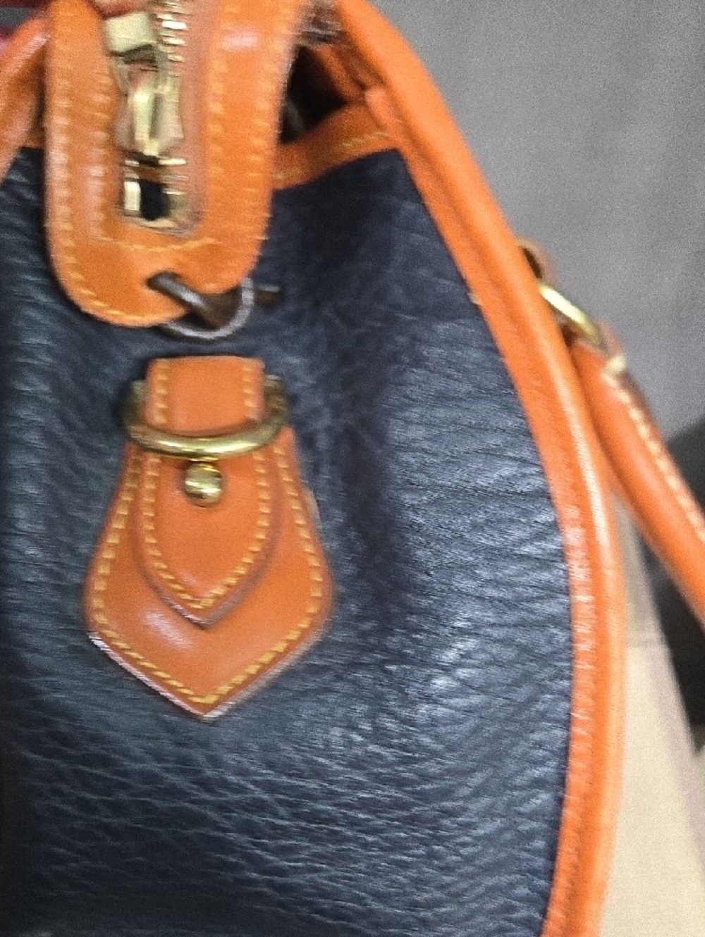 Dooney & Bourke Black and Tan Pebbled Leather Satchel - Picture 11 of 16